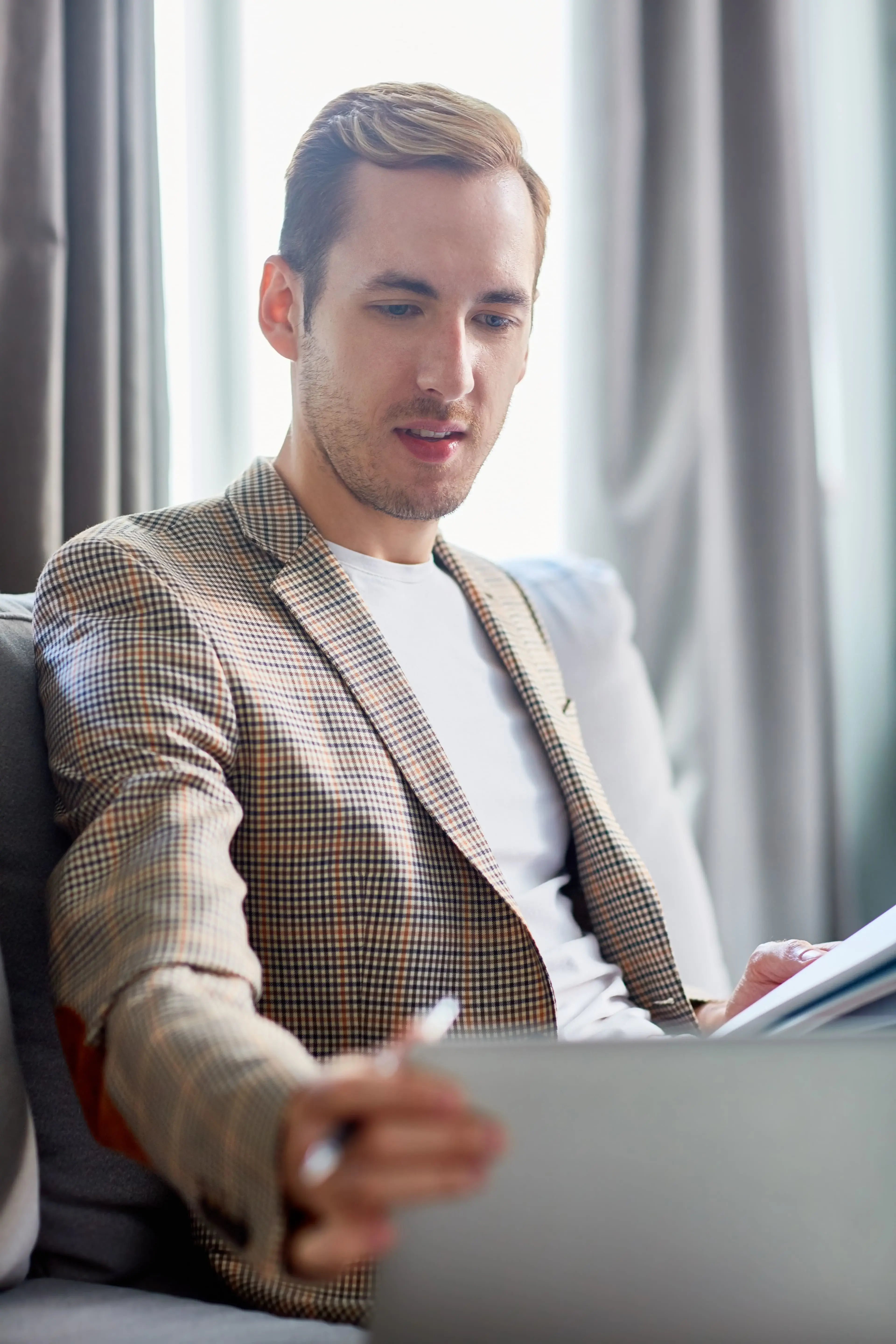 Professional working in a focused environment